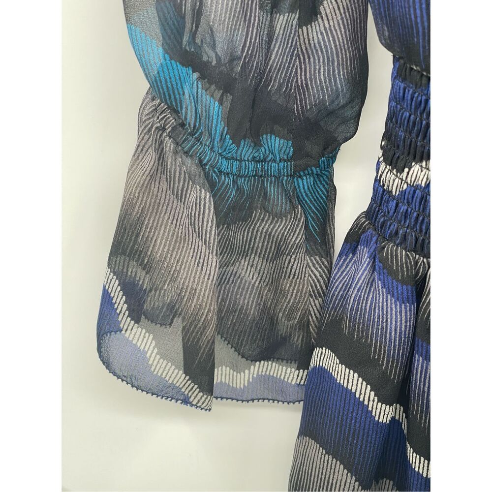DVF Diane Von Furstenberg Silk Dress Kelley 2 Blue Mini Stretch Waist Peacock - Picture 14 of 15